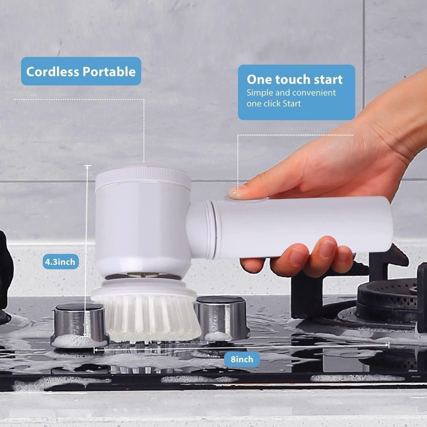 5 in 1 Handheld Cleaning Brush Scrubber with Charging Cord