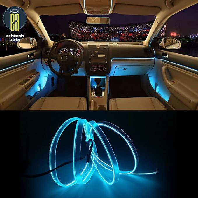 EL Wire Car Interior Light Neon Light, Dance Party Decor Light Neon LED Lamp Flexible EL Wire Rope Tube Waterproof LED Strip 5m