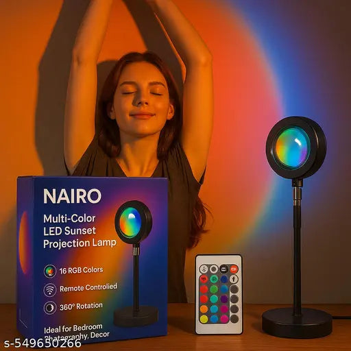 AZANIA Sunset Lamp Projection, Golden Hour Sunlight Lamp Projector, Remote Control Floor Lamp, 16 Colors Changing Night Light for Valentines Day Decor, 360 Degree Rotation, Photography/Party/Home/Bedroom.