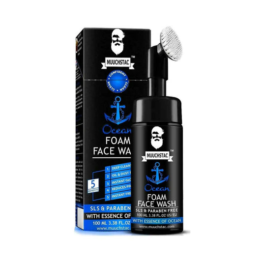 Muuchstac Ocean Face Wash for Men | Fight Acne & Pimples, Brighten Skin, Clears Dirt, Oil Control, Refreshing Feel - Multi-Action Formula | 100 ml | Pack of 2