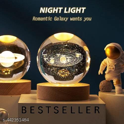 NAIRO 3D Galaxy Crystal Ball Lamp with Light Changing Wooden Base - 2.36 Inch Solar System Night Light, 3D Crystal Ball, Galaxy Lamp Ball, Galaxy Crystal Ball Light Lamp
